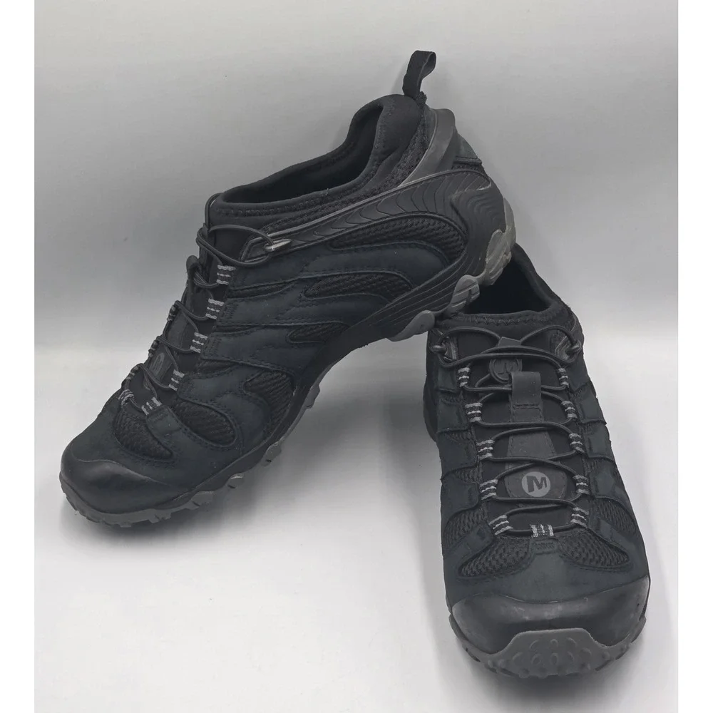 Merrell Chameleon 8 Mens 11 Waterproof Nubuck Leather Lace-Up Hiking Shoes Black